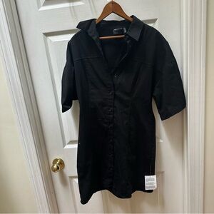 ASOS Black Button-Up Shirt Dress collared short 8 denim jean